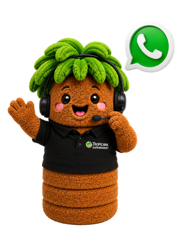 Tropicana palmera mascot with WhatsApp icon